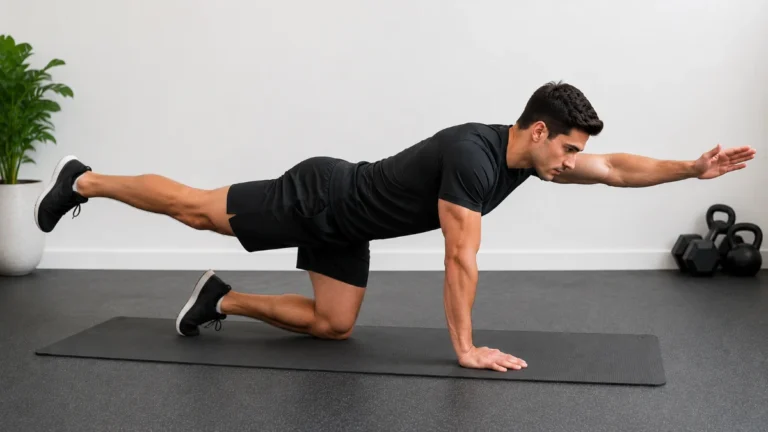 Man performing the Bird Dog exercise